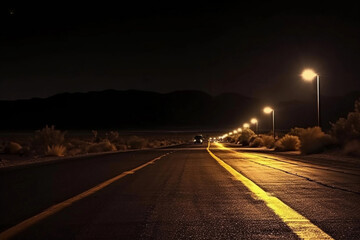 Obraz premium Empty night road. AI Generated