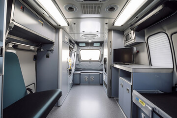 Fototapeta premium Ambulance inside. Aid. AI Generated