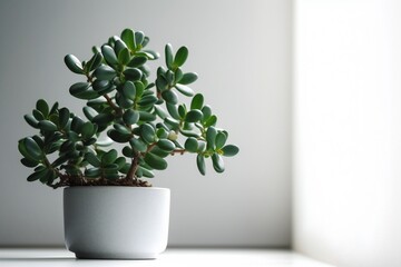 AI Generative Effortlessly Simple A Beautiful Jade Plant Captured Through Minimalism Photography