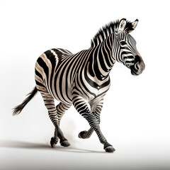 Zebra Action Shot on White Background - Made with Generative AI