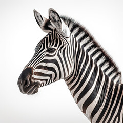 Fototapeta na wymiar Zebra Portrait on White Background - Made with Generative AI