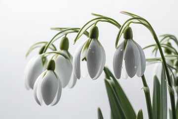 AI Generative Captivating Beauty in Simplicity Minimalist Photography of Snowdrops