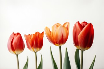 AI Generative Tulip Flower Symphony Captivating Minimalism in Bloom, white background