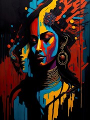 pintura rostro de mujer abstracto oleo digital