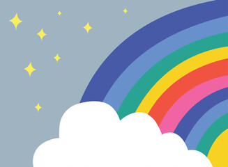 Colorful rainbow with clouds wallpaper background vector Illustration