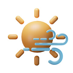 3D Icon Sunny Day Windy Weather Forecast