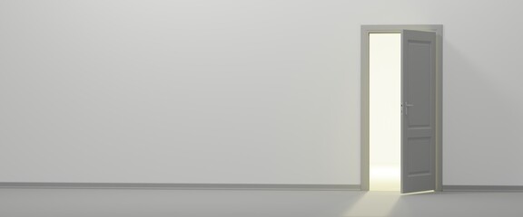 White door and empty wall and floor.