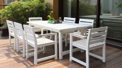 Fototapeta na wymiar Modern garden table with chair set