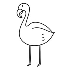 illustration of a cartoon pink flamingo on png background