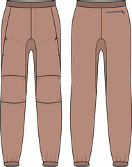 Fototapeta premium Jogger track bottom flex Pants design flat sketch vector illustration, Track pants concept with front and back view, Sweatpants for running, jogging, fitness, and active wear pants design.