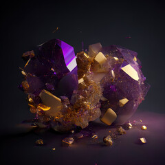 Fototapeta premium Amethyst mineral dispersion. crack dstroy mineral. ai generated