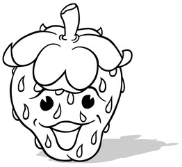 Drawing of a Cheerful Strawberry with Smile