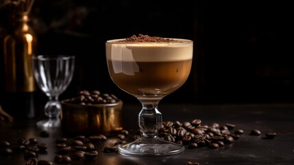 Rich texture of a creamy coffee-based cocktail. AI generated