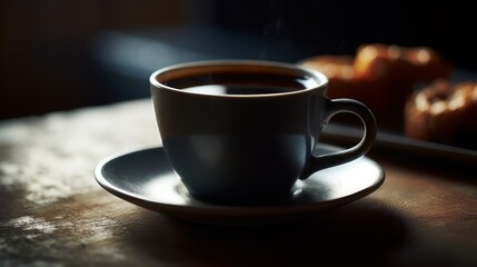 Deep, rich color of a freshly brewed espresso. AI generated