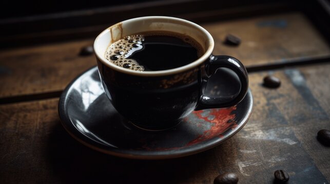 Deep, rich color of a freshly brewed espresso. AI generated
