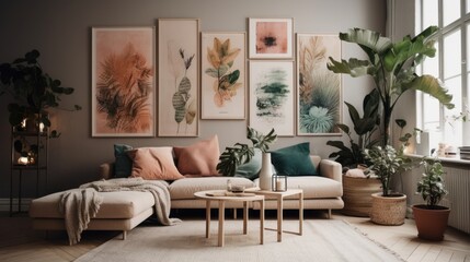 Obraz premium Wall art prints and frames with plants. AI generated
