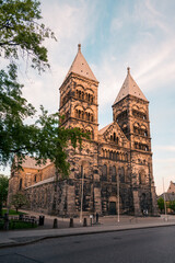 Lund cathedral during summer sunset in Sweden