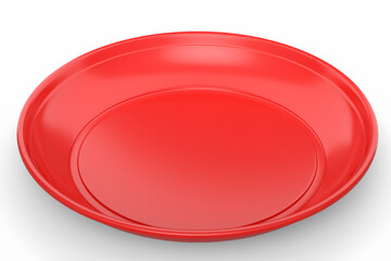 Eco-friendly disposable utensils like plate on white background.