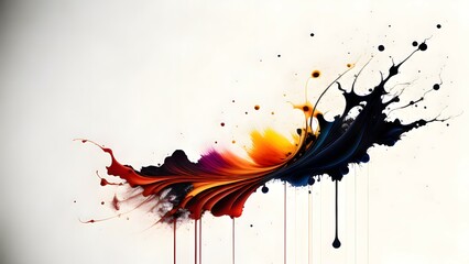 Multi-color paint splashes on a white background