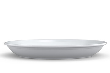 Eco-friendly disposable utensils like plate on white background.