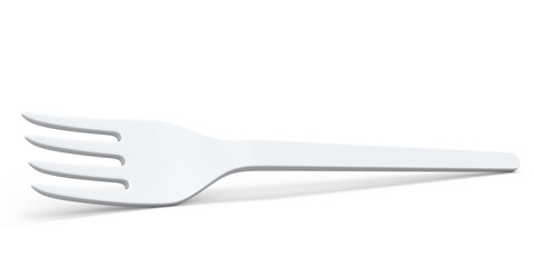 Eco-friendly disposable utensils like fork on white background.
