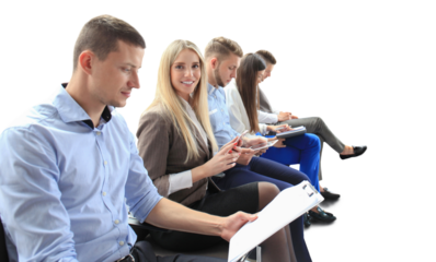 Business people waiting for job interview on a transparent background