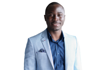 Successful African American businessman businessman standing on a transparent background