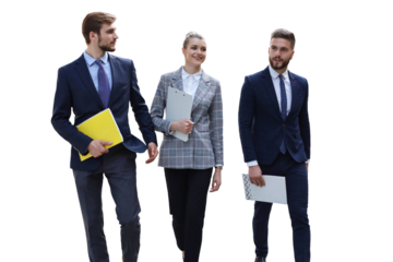 businesspeople group walking on a transparent background