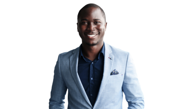 Successful African American businessman businessman standing on a transparent background