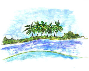 Obraz na płótnie Canvas Tropical landscape with palm trees