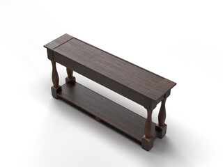 Table with texture 3d rendering on white background