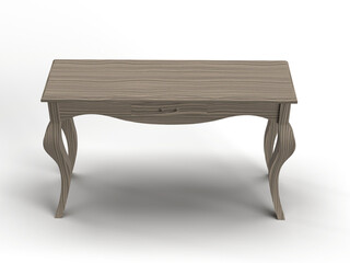 Table with texture 3d rendering on white background