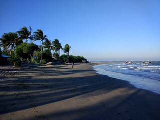 Sandy shoreline of Satin Martin Beach, Cox's Bazar. St. Martin's Island, locally known as Narkel Jinjira, is the only coral island and one of the most famous tourist spots in Bangladesh.