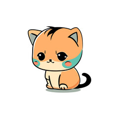 Cute cat in kawaii style. Vector illustration.