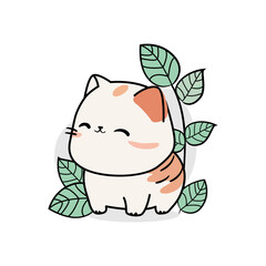 Cute cat in kawaii style. Vector illustration.