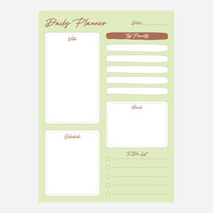 Weekly Daily planning note sheet design template