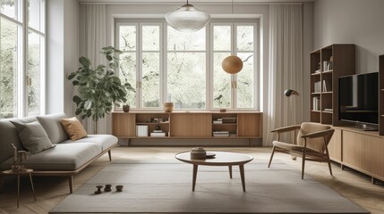Fototapeta na wymiar Simplicity at its Finest, A Generative AI Exploration of a Simple Living Room
