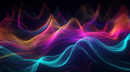 Fototapeta premium Foundation with abstract colored lines on a black background . generative AI