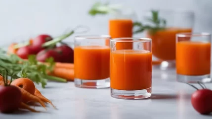 Fotobehang glass of carrot juice and carrot . generative AI © Roman
