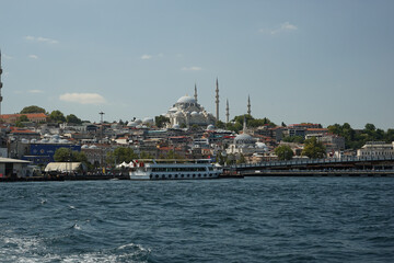 View to Istanbul mosque from bosporus on a sunny day