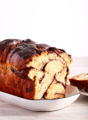 Chocolate and orange babka, sweet bread