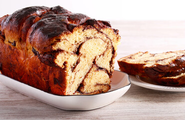 Chocolate and orange babka, sweet bread