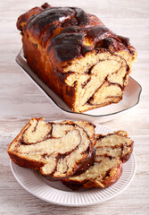 Chocolate and orange babka, sweet bread