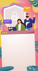 Business Network Security Character Flat Vector Concept Operation Hand Drawn Illustration
