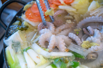 South Korea food. Octopus Soup