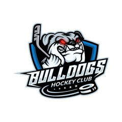 Bulldogs Hockey Club Sport logo vector ilustration Dog Strong