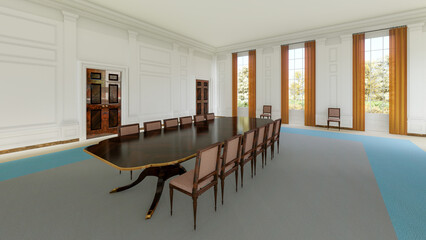 The State Dining Room is a grand space where important guests are entertained with elegant dinners and receptions.