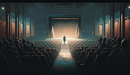 Fototapeta premium Capturing the Magic of Theater: A Generative AI Perspective on the Experience of an Audience Watching a Play