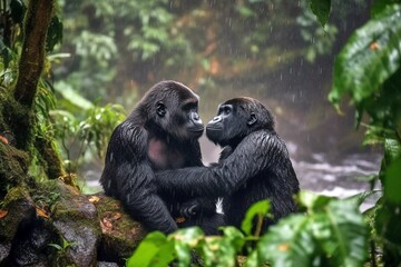 Affectionate Gorilla Kiss, Heartwarming Tender Moment, Generative AI