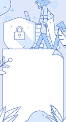 Business Network Security Character Flat Vector Concept Operation Hand Drawn Illustration
